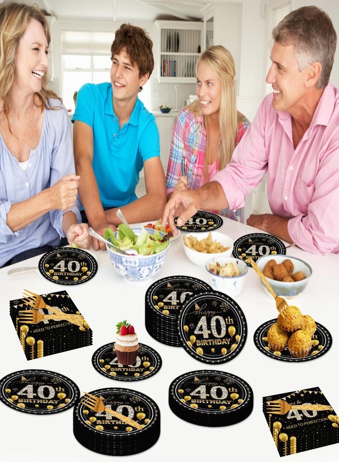 refavor 40th Birthday Decorations Tableware for Men Woman, 96PCS 40th 1986 Birthday Plates and Napkins Set, Over the Hill Cheers to 40 Years Party Plates Forks Supplies - Image 5